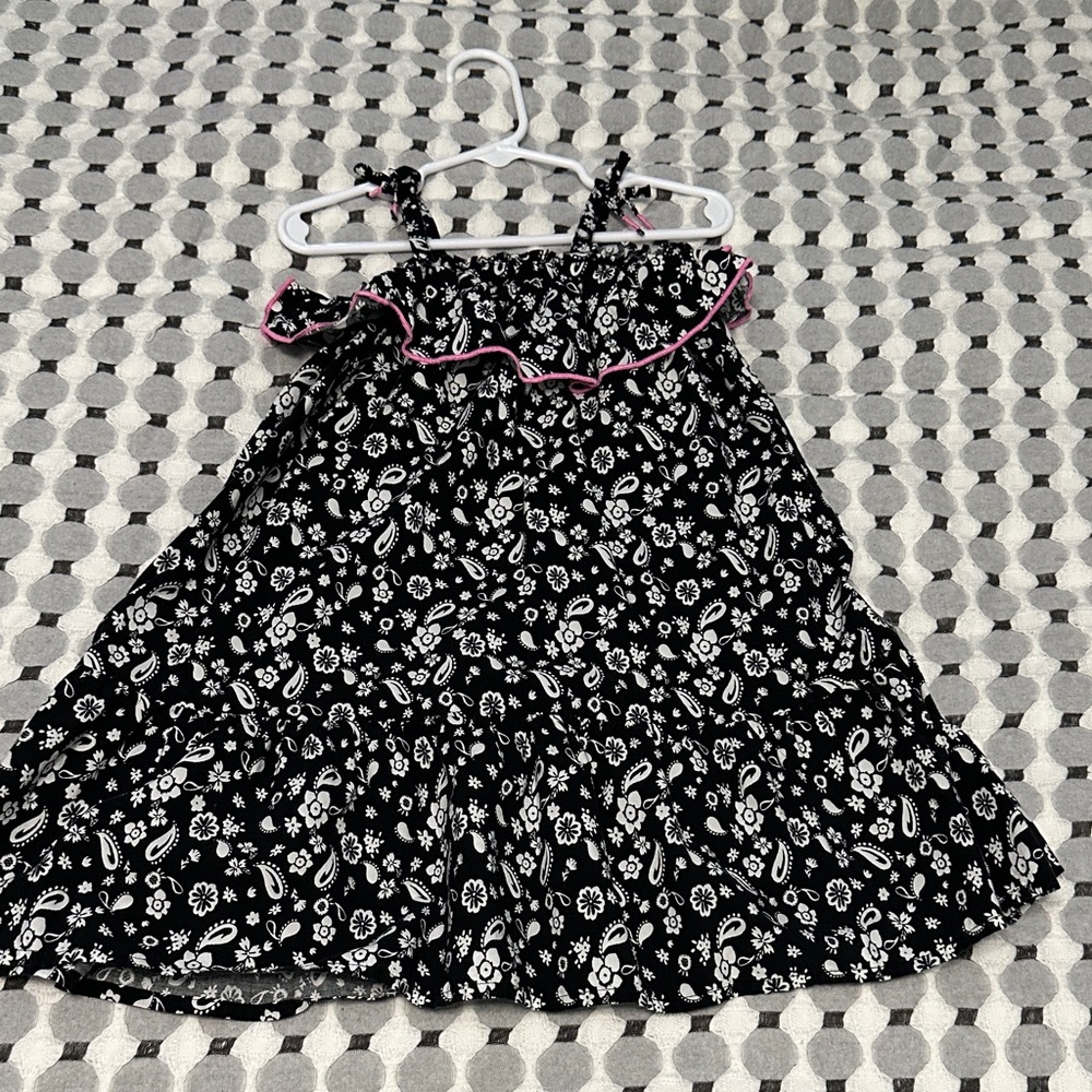 OshKosh B'gosh Black and White Floral Dress with Pink Accents